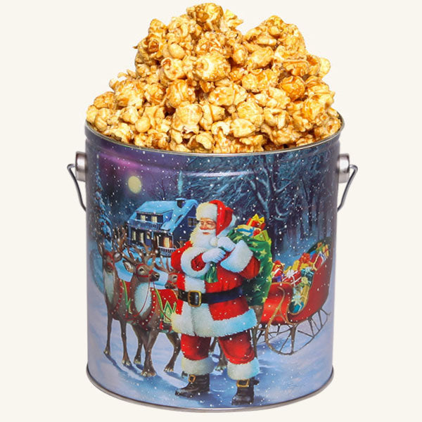 Johnson's Popcorn 1 Gallon Santa with Reindeer Tin