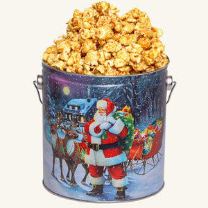 Johnson's Popcorn 1 Gallon Santa with Reindeer Tin - Caramel
