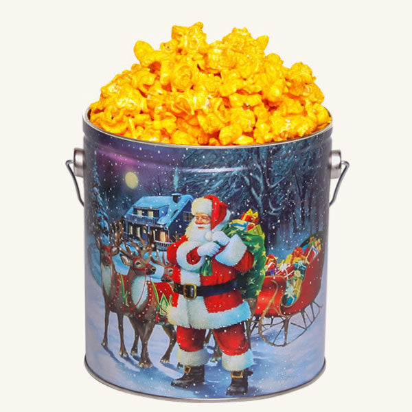 Johnson's Popcorn 1 Gallon Santa with Reindeer Tin