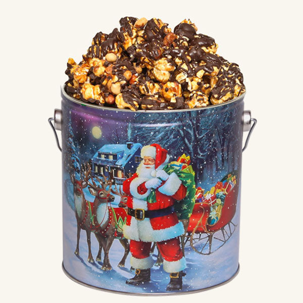 Johnson's Popcorn 1 Gallon Santa with Reindeer Tin