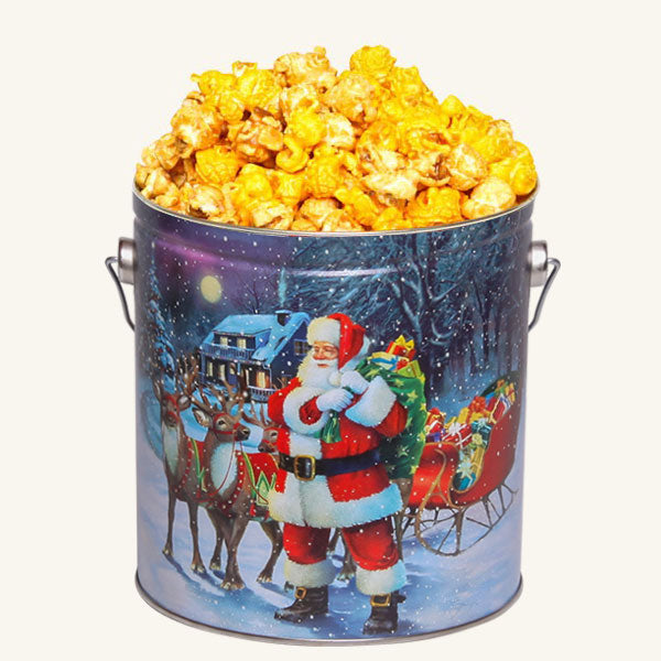 Johnson's Popcorn 1 Gallon Santa with Reindeer Tin