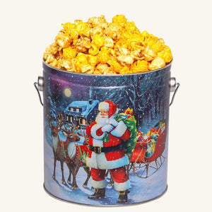 Johnson's Popcorn 1 Gallon Santa with Reindeer Tin - Salty-n-Sandy