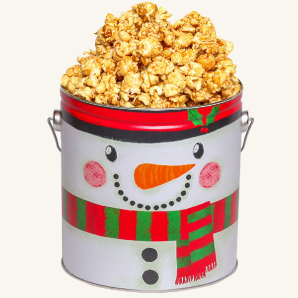 Johnson's Popcorn 1 Gallon Snowman Tin - Caramel