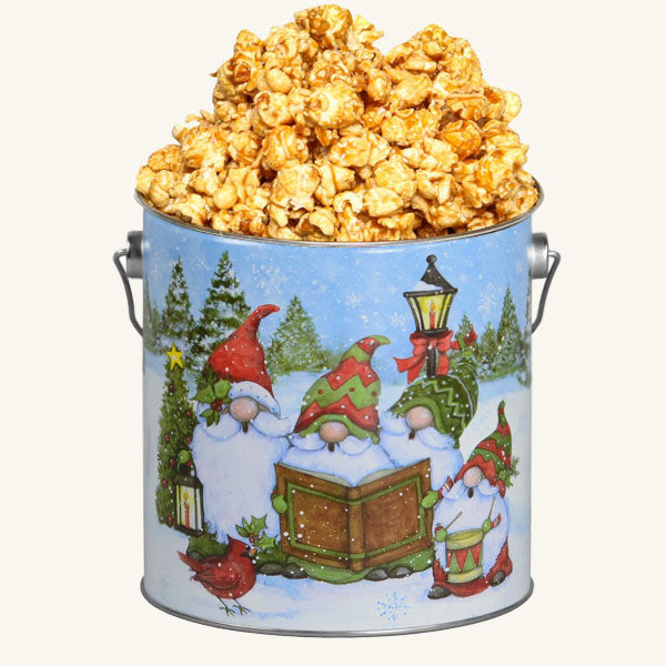 Johnson's Popcorn 1 Gallon Festive Gnomes Tin - Caramel