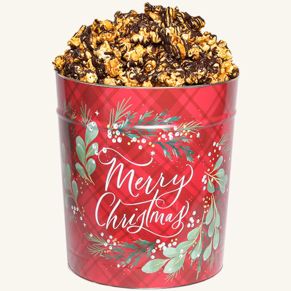 Johnson's 3.5 Gallon Christmas Plaid Tin - Chocolate Drizzle