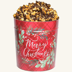 Johnson's 3.5 Gallon Christmas Plaid Tin - Chocolate Drizzle