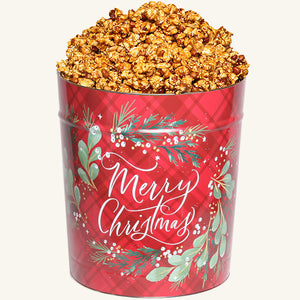 Johnson's 3.5 Gallon Christmas Plaid Tin - Peanut Crunch