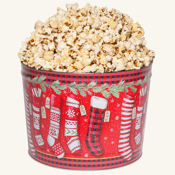 Johnson's Popcorn 2 Gallon Christmas Stockings Tin