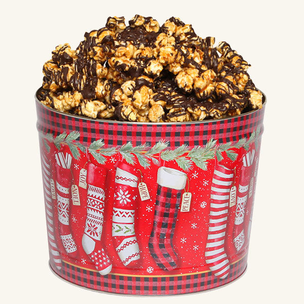 Johnson's Popcorn 2 Gallon Christmas Stockings - Chocolate Drizzle