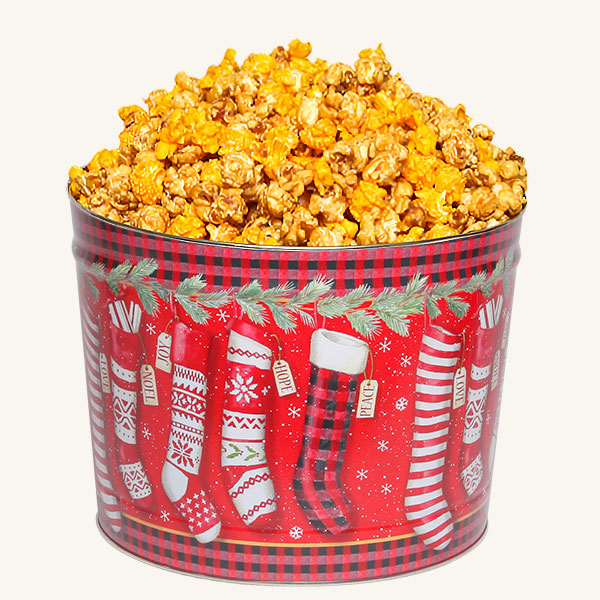 Johnson's Popcorn 2 Gallon Christmas Stockings Tin