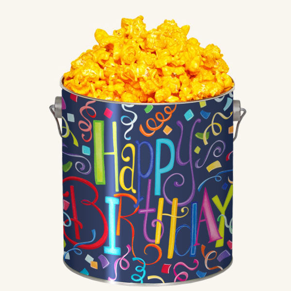 Johnson's Popcorn 1 Gallon Happy Birthday Tin-Cheddar Cheese