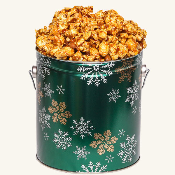 Johnson's Popcorn 1 Gallon Emerald Snowflake Tin