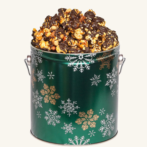 Johnson's Popcorn 1 Gallon Emerald Snowflake Tin - Platinum Edition