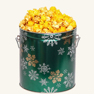 Johnson's Popcorn 1 Gallon Emerald Snowflake Tin - Salty-n-Sandy