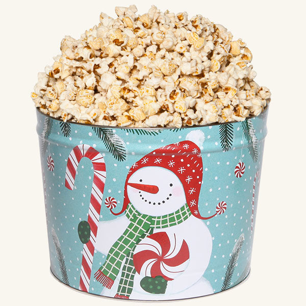 Johnson's Popcorn 2 Gallon Peppermint Snowman Tin