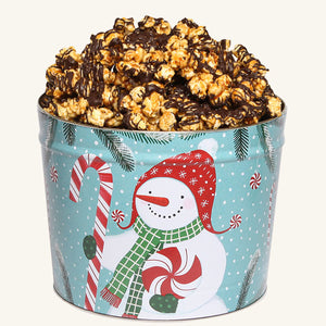 Johnson's Popcorn 2 Gallon Peppermint Snowman - Chocolate Drizzle