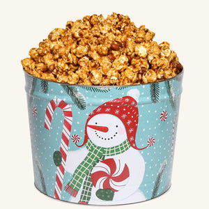 Johnson's Popcorn 2 Gallon Peppermint Snowman Tin