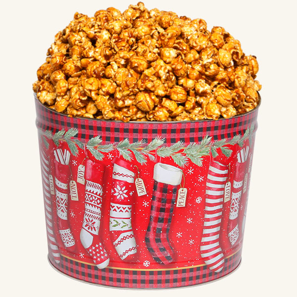 Johnson's Popcorn 2 Gallon Christmas Stockings - Caramel
