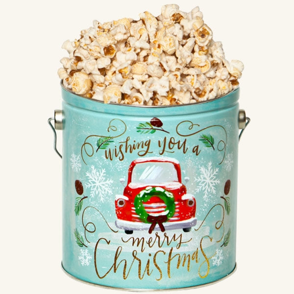Johnson's Popcorn 1 Gallon Vintage Christmas Tin