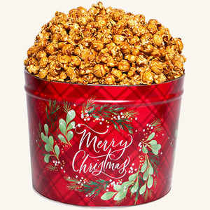 Johnson's Popcorn 2 Gallon Christmas Plaid Tin