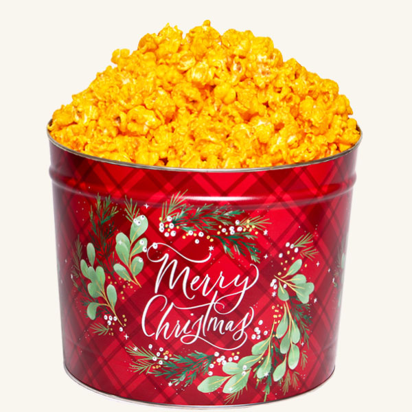 Johnson's Popcorn 2 Gallon Christmas Plaid Tin