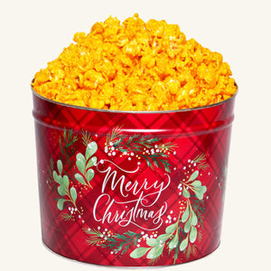 Johnson's Popcorn 2 Gallon Christmas Plaid - Cheddar Cheese