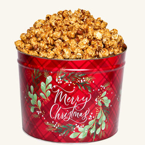 Johnson's Popcorn 2 Gallon Christmas Plaid - Peanut Crunch