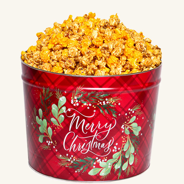 Johnson's Popcorn 2 Gallon Christmas Plaid - Salty-n-Sandy
