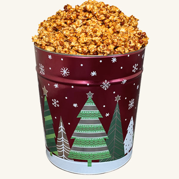 Johnson's Popcorn 3.5 Gallon Holiday Trees Tin-Peanut Crunch