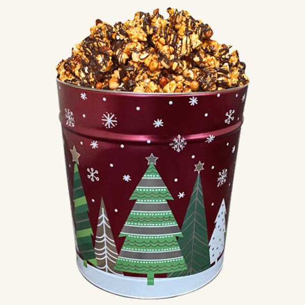 Johnson's Popcorn 3.5 Gallon Holiday Trees Tin-Platinum Edition